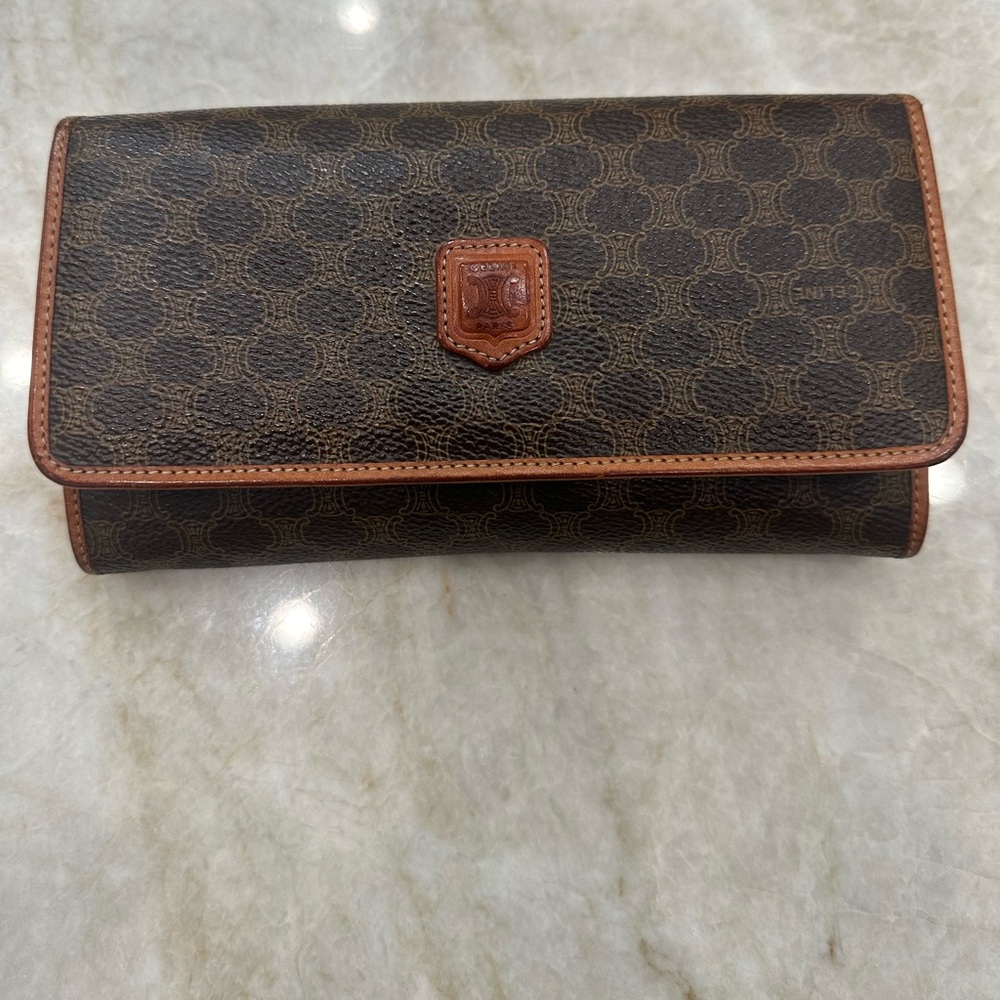 Preloved Celine Vintage Macadam Wallet Leather brown
